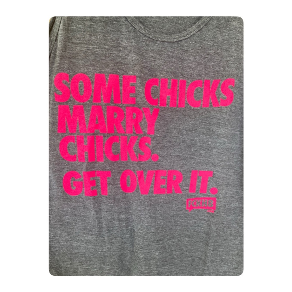 American Apparel Lesbian Pride FKH8 Gray and Pink Tee 🏳️‍🌈